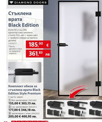 DIAMOND DOORS Стъклена врата Black Edition