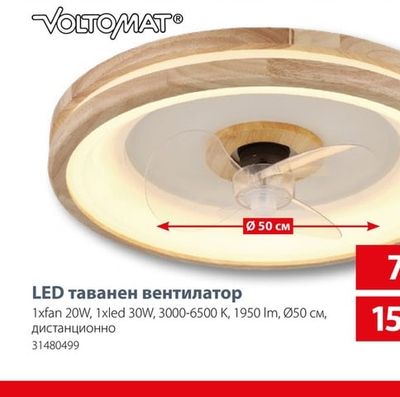 VOLTOMAT LED таванен вентилатор