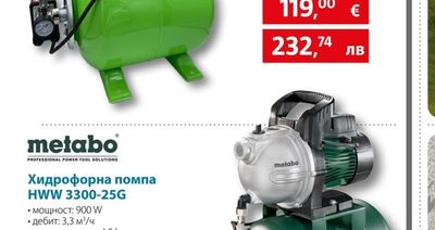 metabo Хидрофорна помпа HWW 3300-25G