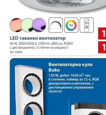 LED таванен вентилатор