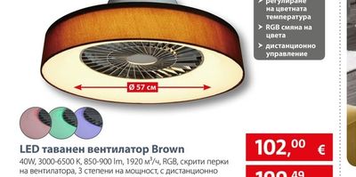 LED таванен вентилатор Brown