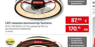 LED таванен вентилатор Santana