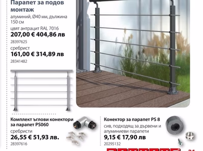Комплект ъглови конектори за парапет PS060