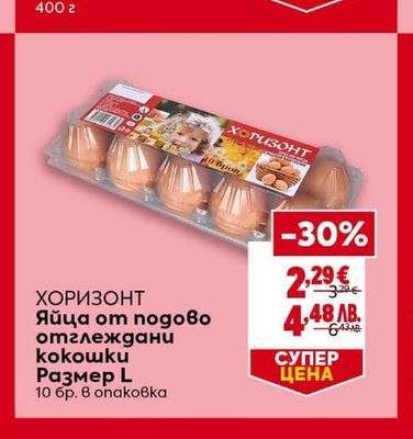 ХОРИЗОНТ Яйца от подово отглеждани кокошки Размер L