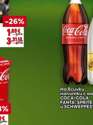 COCA-COLA, FANTA, SPRITE и SCHWEPPES напитки
