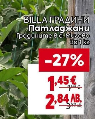 BILLA ГРАДИНИ Патладжани