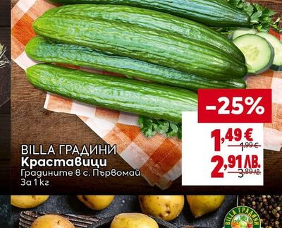 BILLA ГРАДИНИ Краставици
