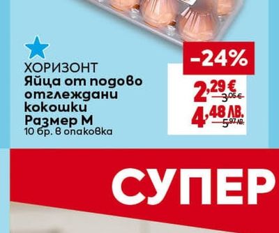 ХОРИЗОНТ Яйца от подово отглеждани кокошки Размер М