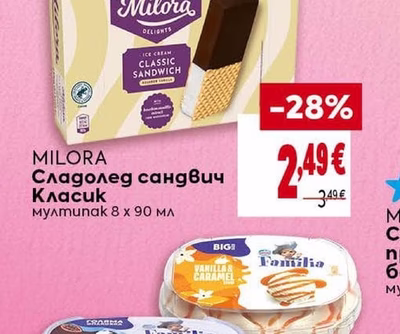 MILORA Сладолед сандвич Класик