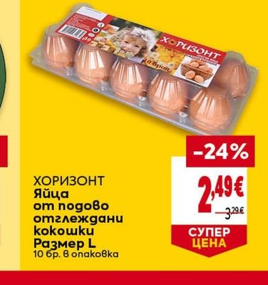 ХОРИЗОНТ Яйца от подово отглеждани кокошки Размер L
