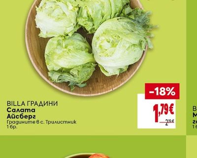 BILLA ГРАДИНИ Салата Айсберг