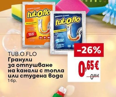 Tub.o.flo Гранули за отпушване на канали с топла или студена вода