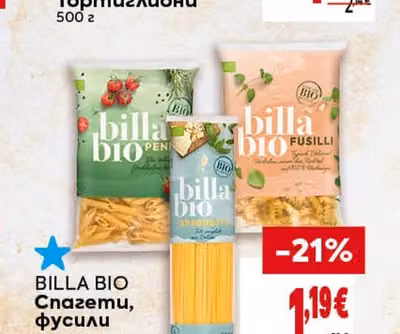 BILLA BIO Спагети, фусили или пене