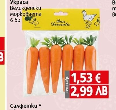 Paas Decoratie Украса Великденски морковчета