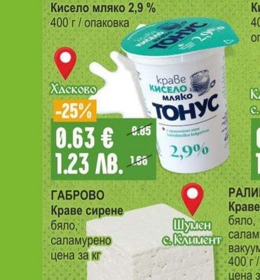 ТОНУС Кисело мляко 2,9%