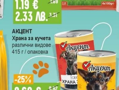 АКЦЕНТ Храна за кучета различни видове