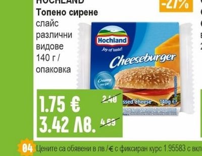 HOCHLAND Топено сирене слайс различни видове