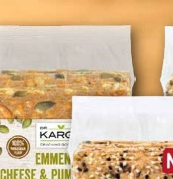 Dr. Karg's Крекери протеинови пълнозърнести Emmental Cheese & Pumpkin seeds