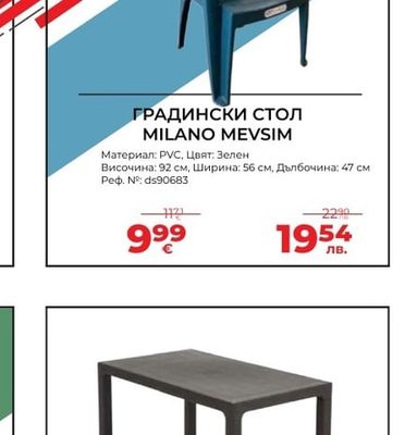 ГРАДИНСКИ СТОЛ MILANO MEVSIM
