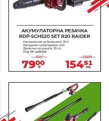 RAIDER АКУМУЛАТОРНА РЕЗАЧКА RDP-SCHS20 SET R20 RAIDER