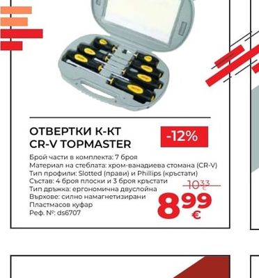 TOPMASTER ОТВЕРТКИ К-КТ