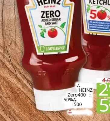 HEINZ TOMATO KETCHUP ZERO ADDED SUGAR AND SALT
