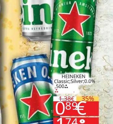 HEINEKEN HEINEKEN Classic; Silver;0.0%