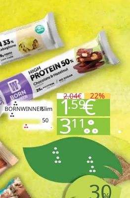 BORNWINNER Slim HIGH PROTEIN 50% Chocolate & Hazelnut