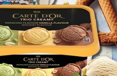 CARTE D'OR TRIO CREAMY PISTACHIO FLAVOUR VANILLA FLAVOUR NOUGAT FLAVOUR