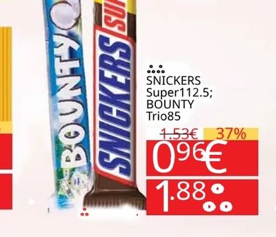 SNICKERS Super112.5; BOUNTY Trio85