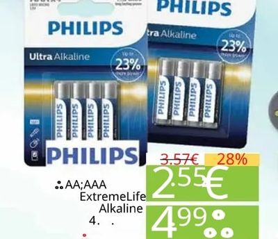 PHILIPS PHILIPS AA;AAA ExtremeLife Alkaline 4