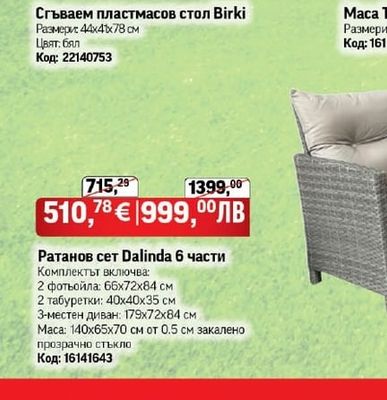 Сгъваем пластмасов стол Birki