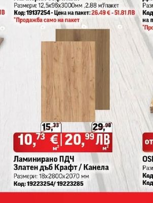 Ламинирано ПДЧ Златен дъб Крафт / Канела