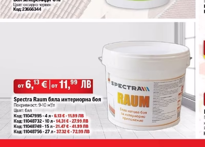 Spectra Raum бяла интериорна боя