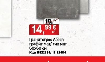 Гранитогрес Assen графит мат/сив мат
