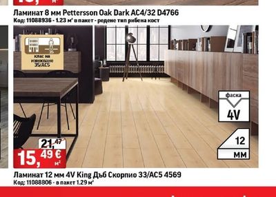 Ламинат 8 мм Pettersson Oak Dark AC4/32 D4766