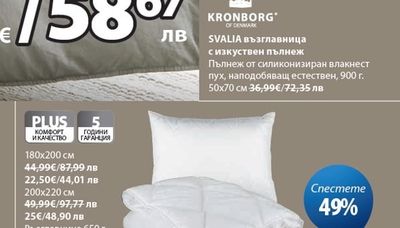 KRONBORG SVALIA възглавница с изкуствен пълнеж