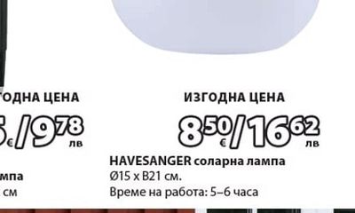 HAVESANGER соларна лампа