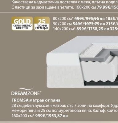 DREAMZONE VESTREFJORDEN надматрачна постелка