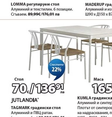 JUTLANDIA TAGMARK градински стол