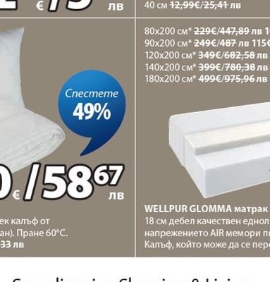 WELLPUR GLOMMA матрак от пяна