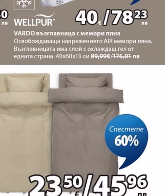 WELLPUR VARDO възглавница с мемори пяна