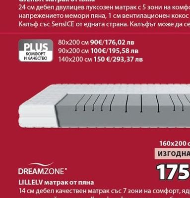 DREAMZONE GJERDA матрак от пяна