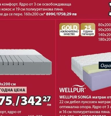 DREAMZONE LILLELV матрак от пяна