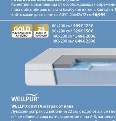 WELLPUR KVITA матрак от пяна