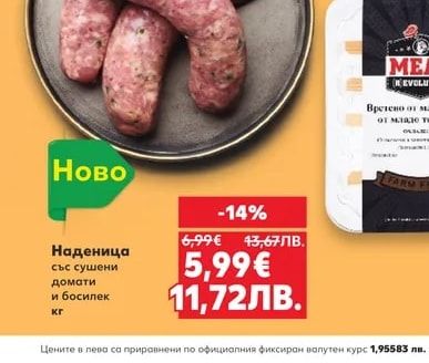 Наденица със сушени домати и босилек