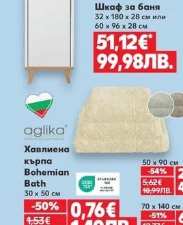 Шкаф за баня 32 x 180 x 28 см или 60 x 96 x 28 см