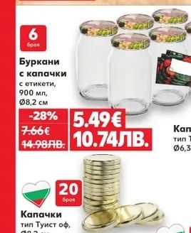 Буркани с капачки с етикети