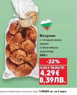 Козунак с плодов микс, орехи и белгийски шоколад