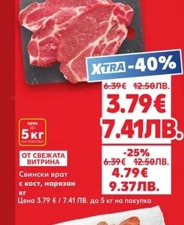 Свински врат с кост, нарязан